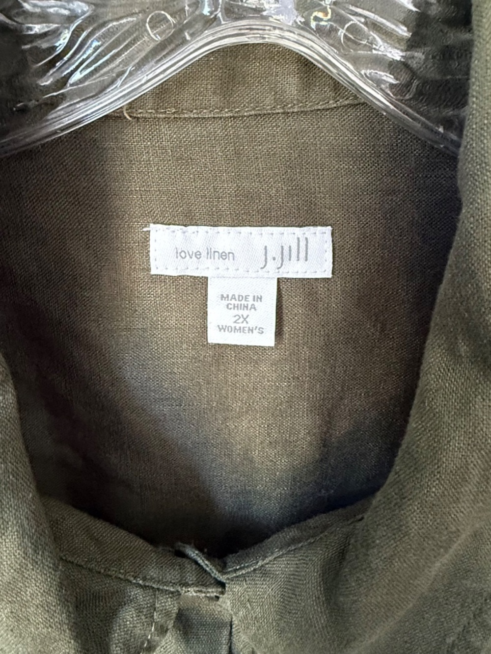 J Jill Linen Shirt - Olive Green, Size 2X - Picture 2 of 3